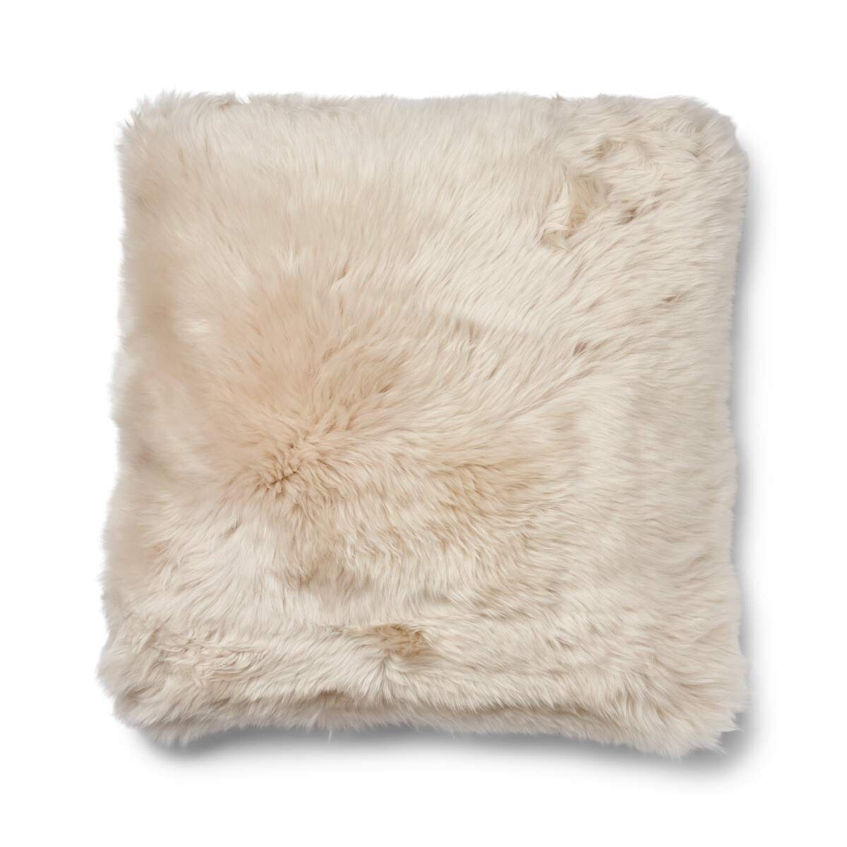 Two-sided Cushion | Long Wool | 52x52 cm Sand-Beige/Linen