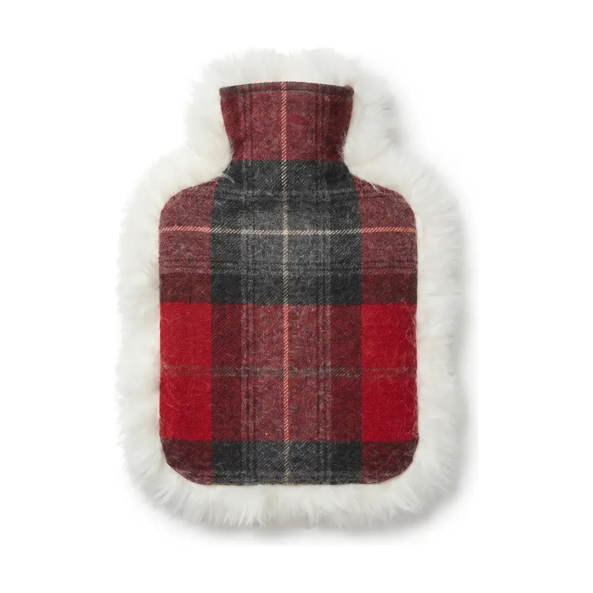 Hot Water Bottle | Sheepskin and Wool | 37x27 cm Skye Red Tartan/Ivory