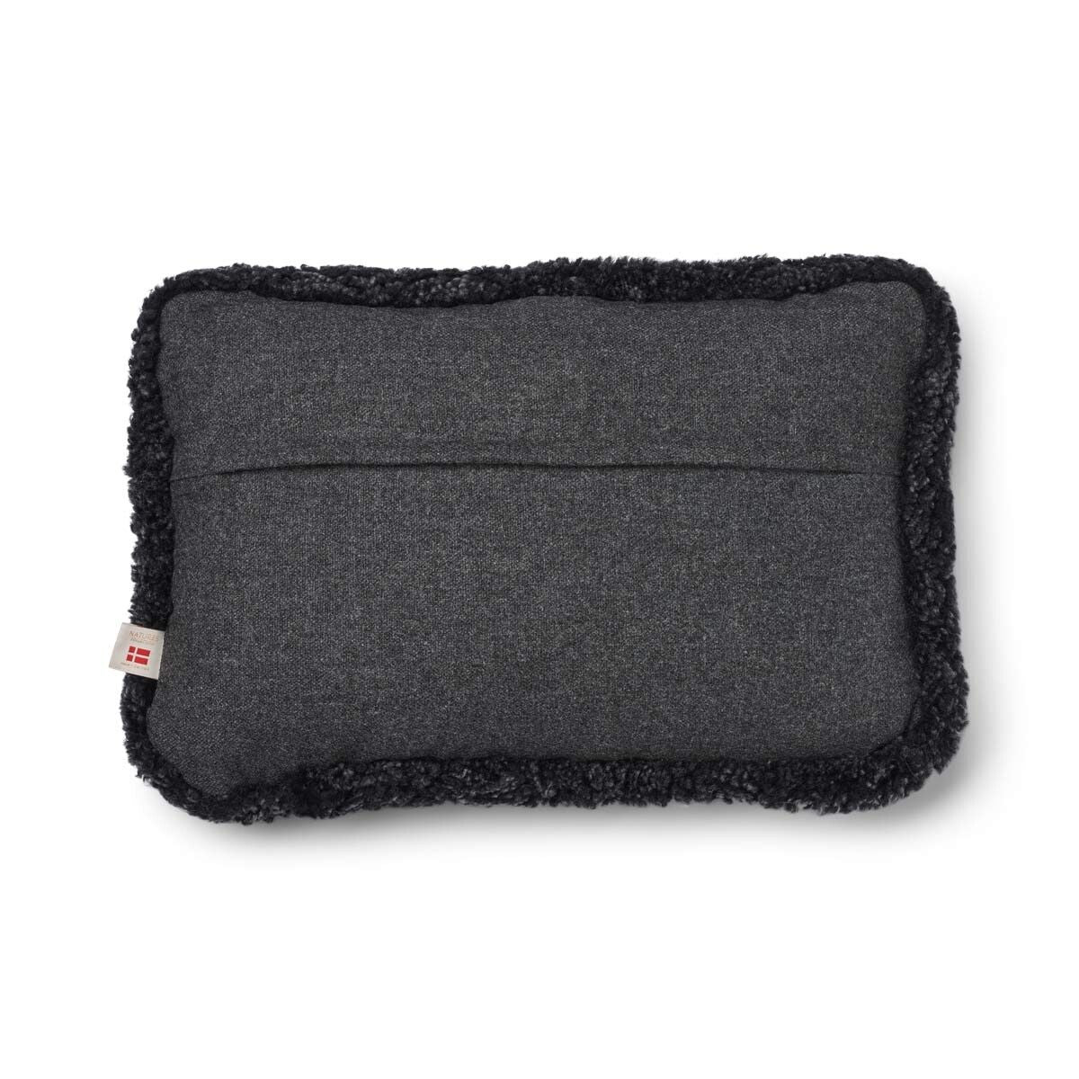 Wool Cushion | Short Wool Trim | 34x52 cm Charcoal/Anthracite
