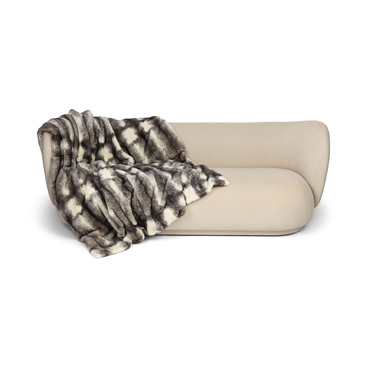 Mink Throw | Cashmere Backing | Black Cross | 160x160 cm