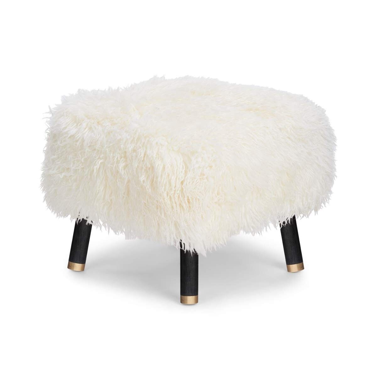 Emil Foot Rest Stool | Long Wool Snow White