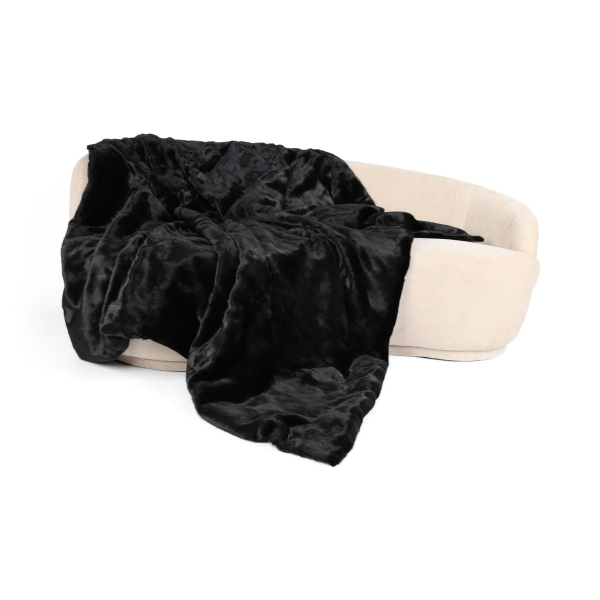 Mink Throw | Cashmere Backing | Black | 188x182 cm