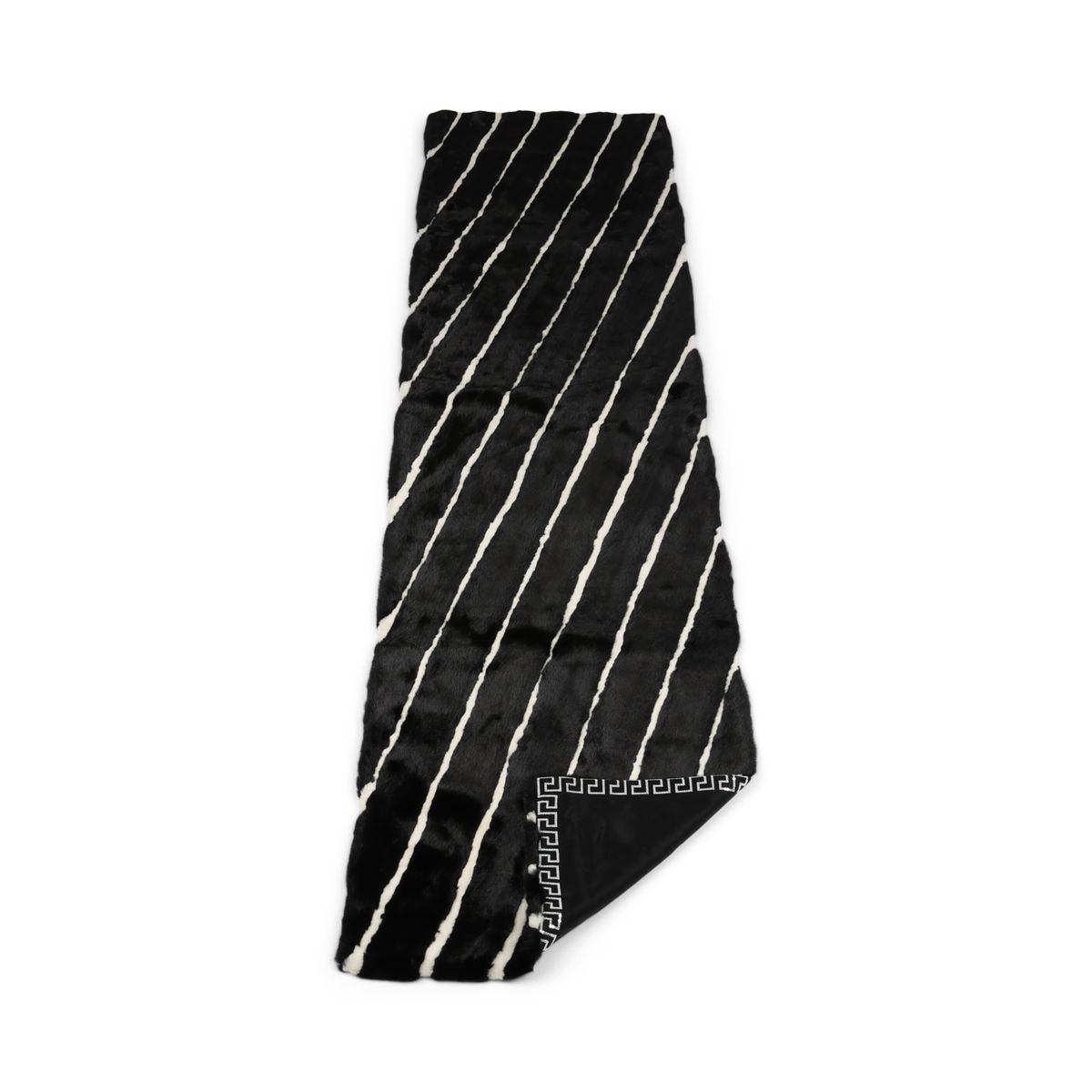 Mink Throw | Cashmere Backing | Black/White | 50x220 cm