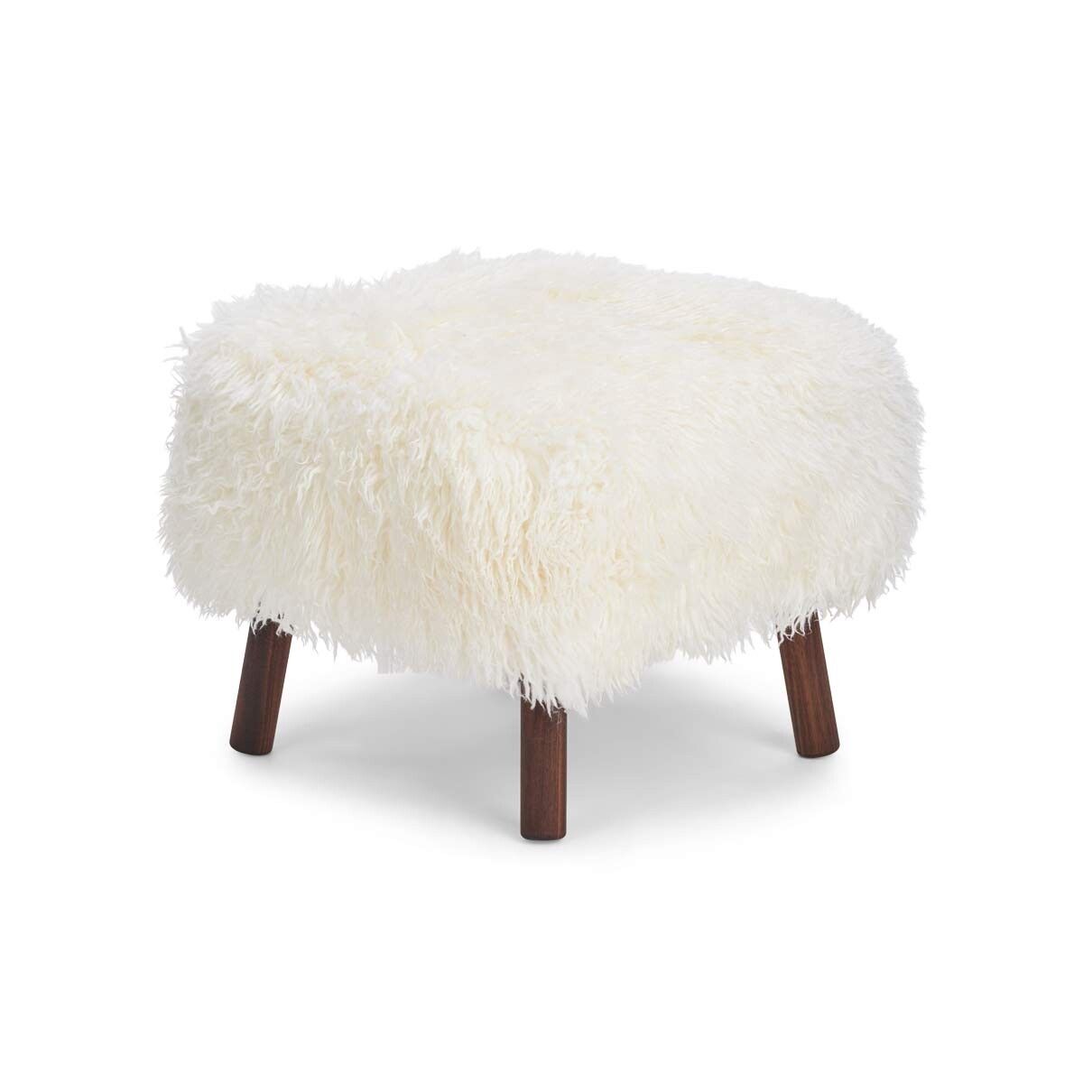 Emil Foot Rest Stool | Long Wool Snow White