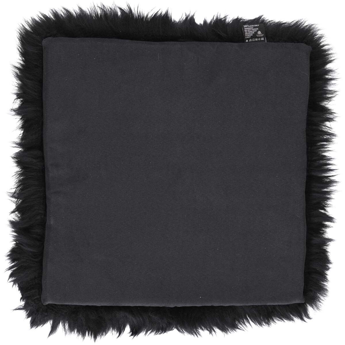 Long Wool Sheepskin Seat Cover WIth Filling Black