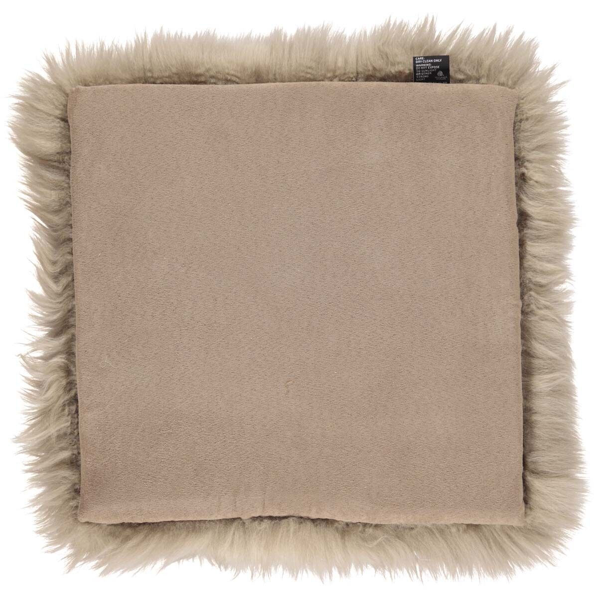 Long Wool Sheepskin Seat Cover WIth Filling Taupe