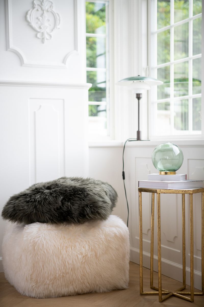 Long-Wool Sheepskin Cushion | 50x50 cm Hedge Green