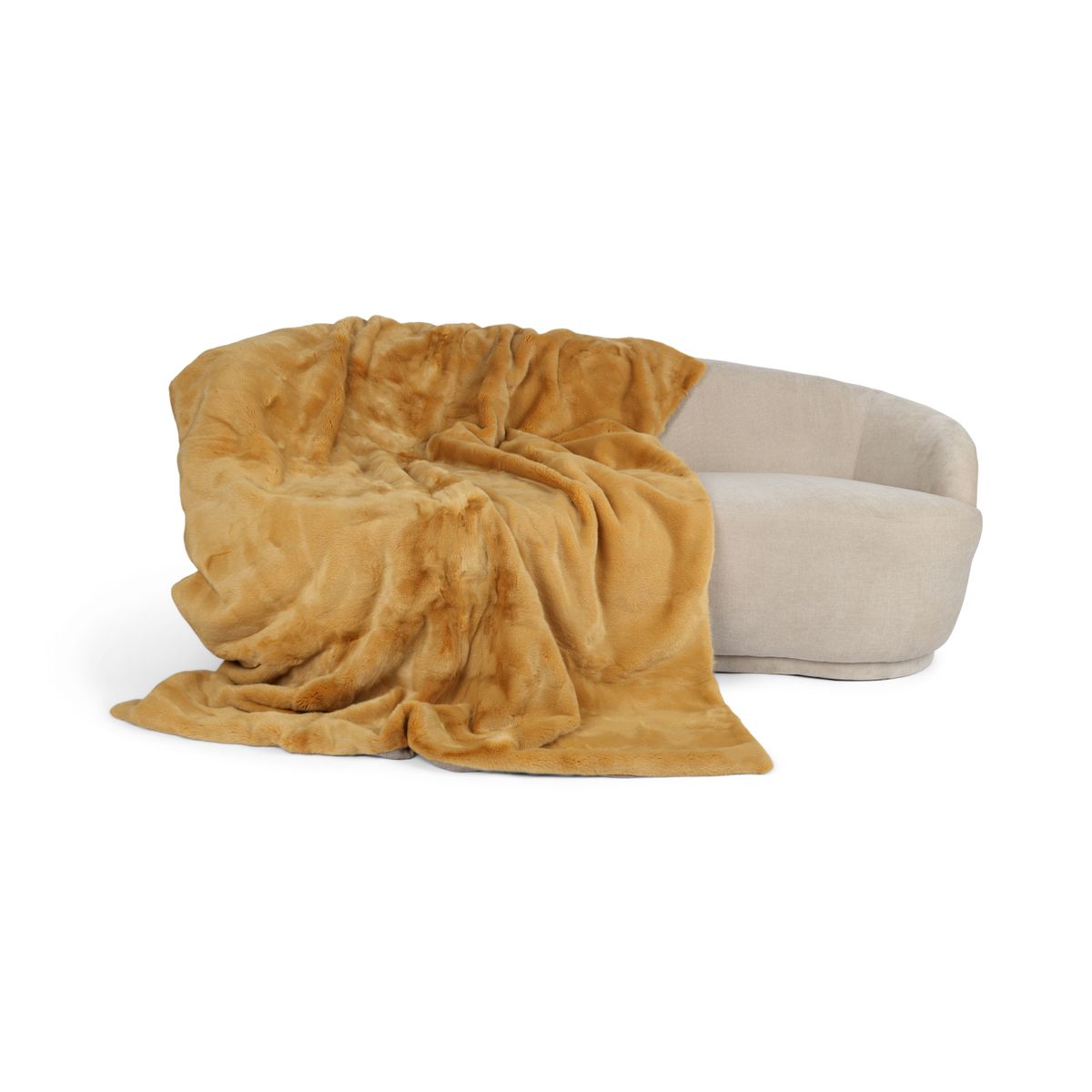 Mink Throw | Cashmere Backing | Mustard | 140x200 cm