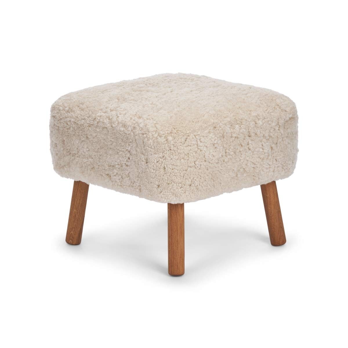 Emil Foot Rest Stool | Short Wool Pearl