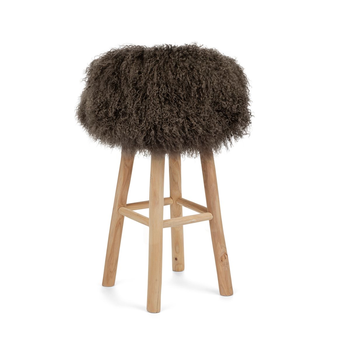 Theo Bar Stool + Cover | Oak Legs | Tibet Sheepskin Taupe