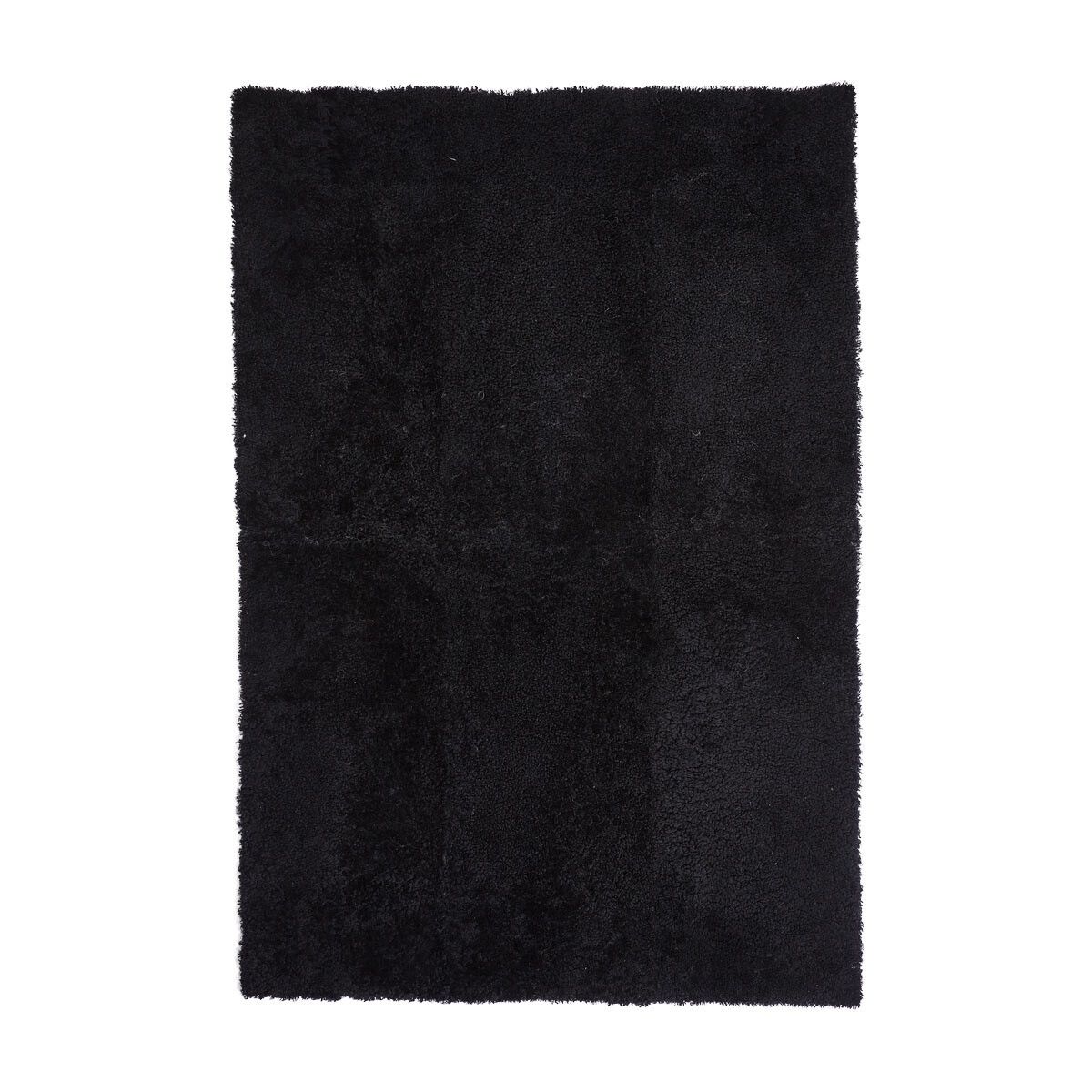 Short Wool Curly Sheepskin Design Rug | 120x180 cm Black