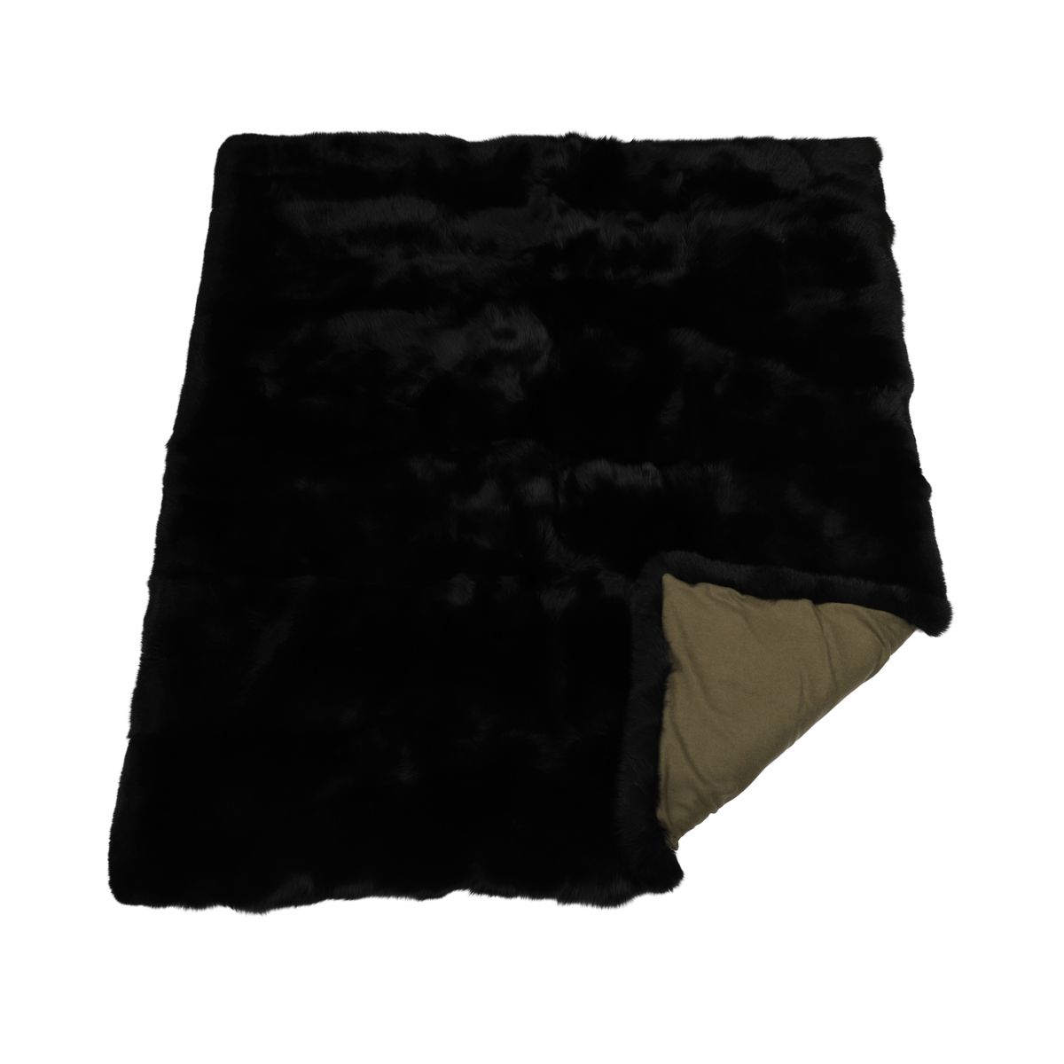 Premium Fox Throw | Cashmere Backing | Black | 160x200 cm