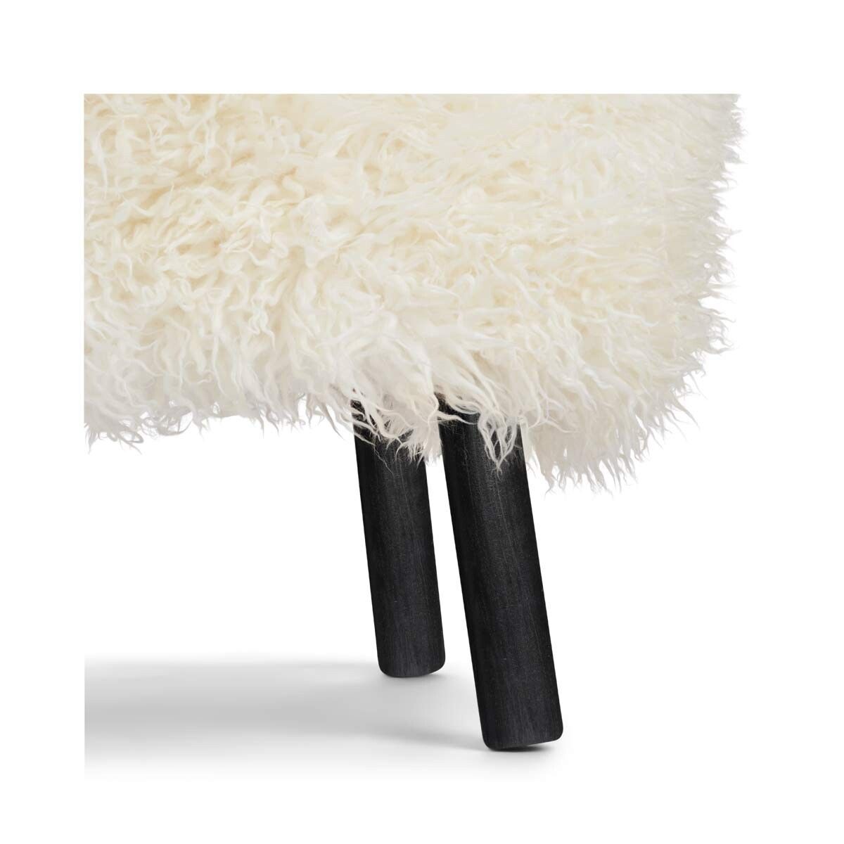 Emil Foot Rest Stool | Long Wool Snow White