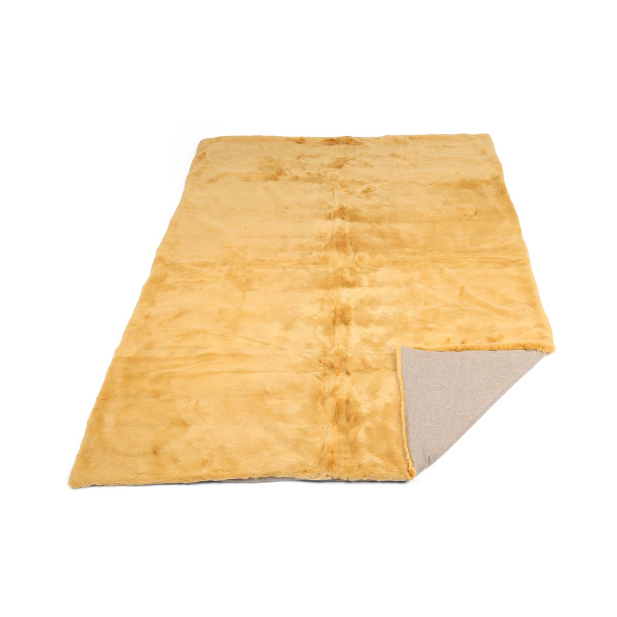 Mink Throw | Cashmere Backing | Mustard | 140x200 cm