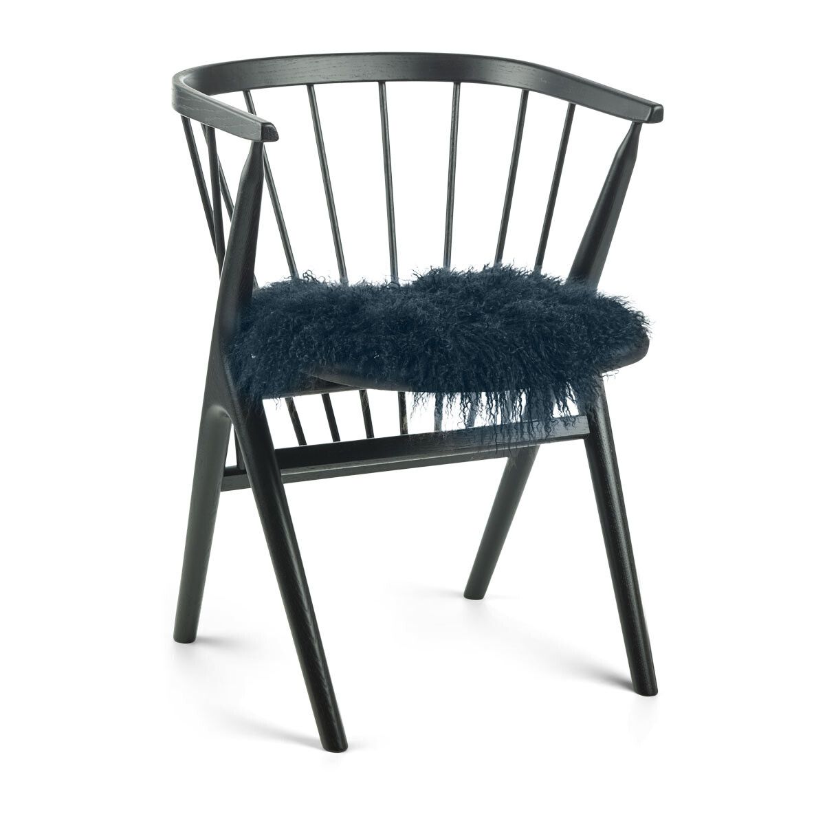 Curly Sheepskin Seat Cover | Ø38 cm Navy