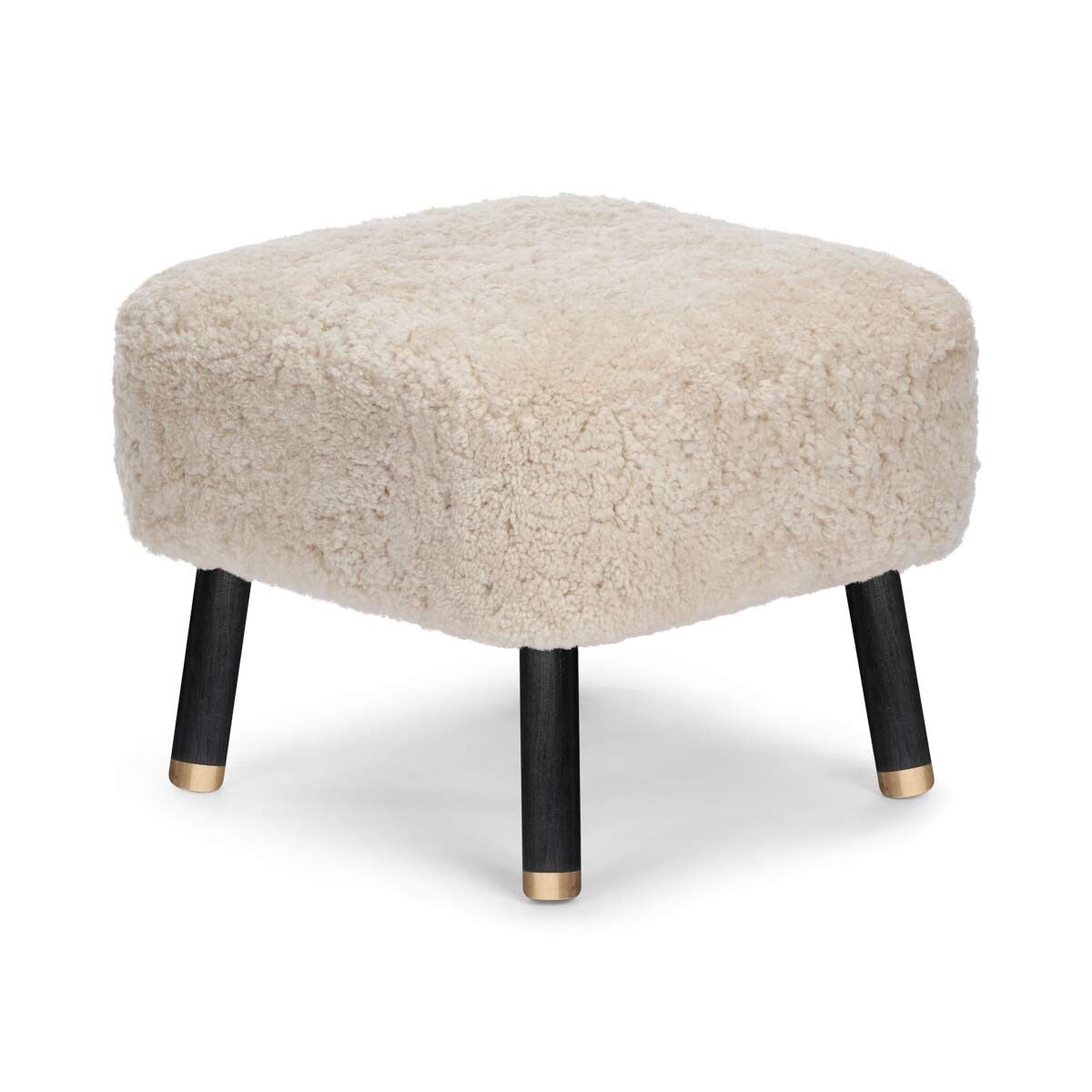 Emil Foot Rest Stool | Short Wool Pearl