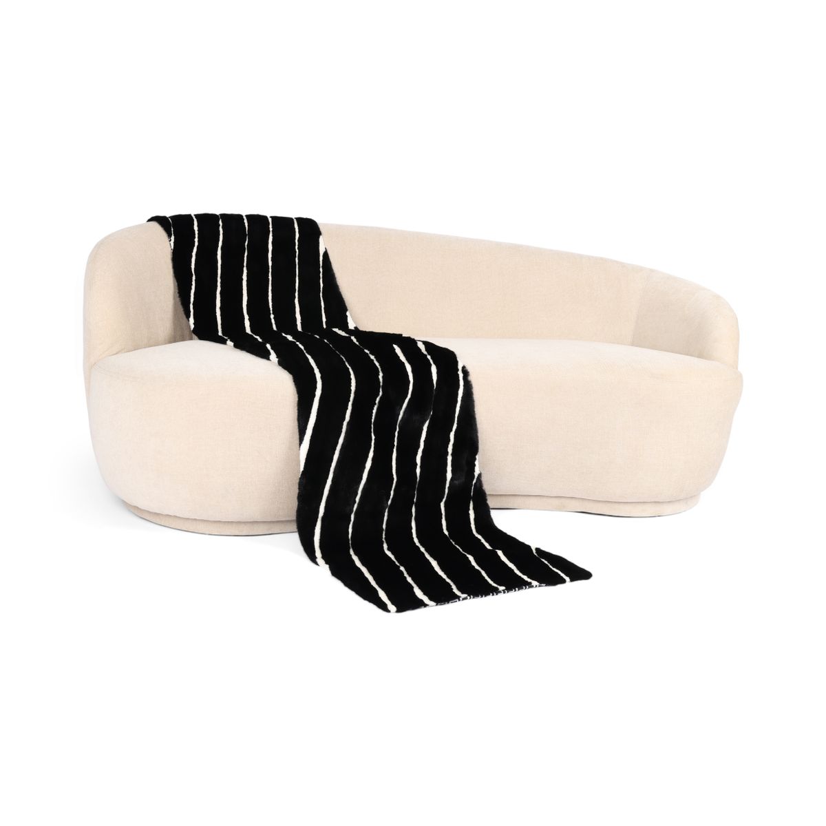 Mink Throw | Cashmere Backing | Black/White | 50x220 cm