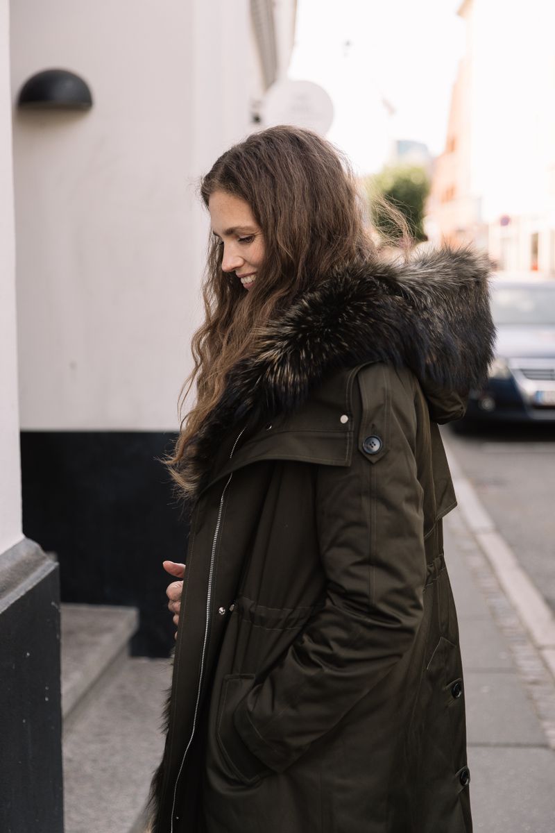 Clementina Jacket Hedge Green/Dark Brown Racoon