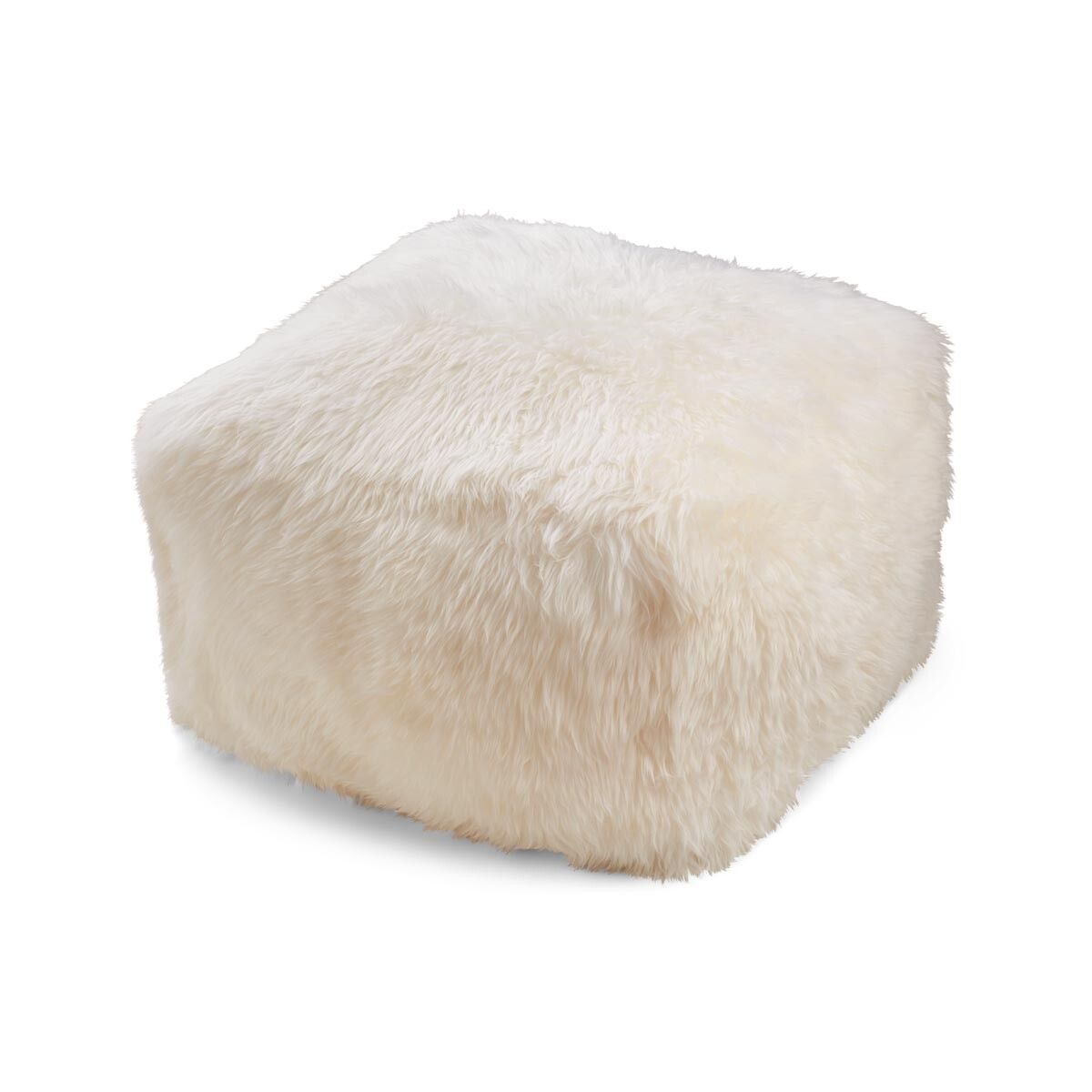 Long Wool Sheepskin Pouf