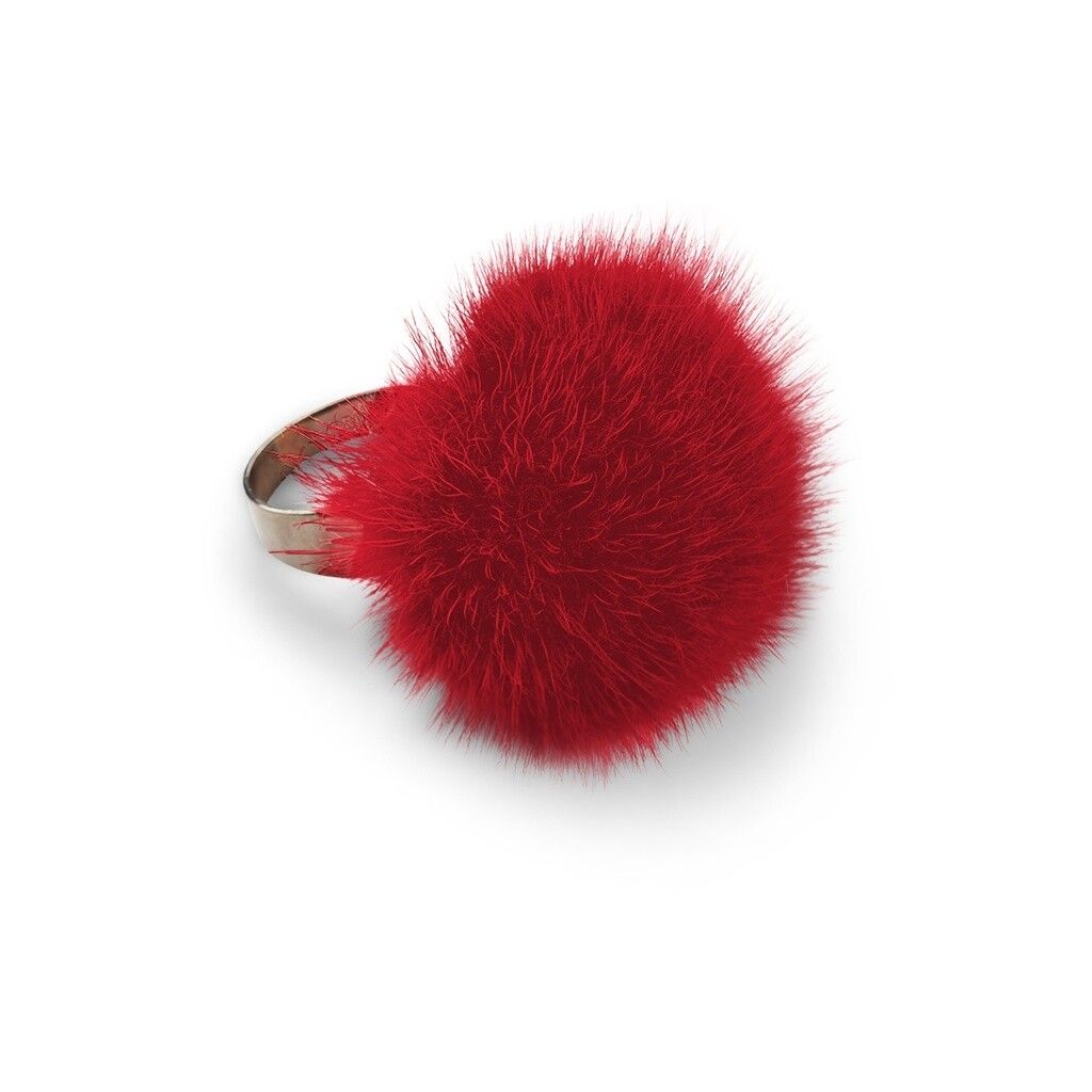 Ring Pom Pom  Orange Red