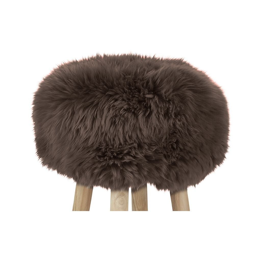 Theodor Stool + Cover | Oak Legs | New Zealand Sheepskin Walnut