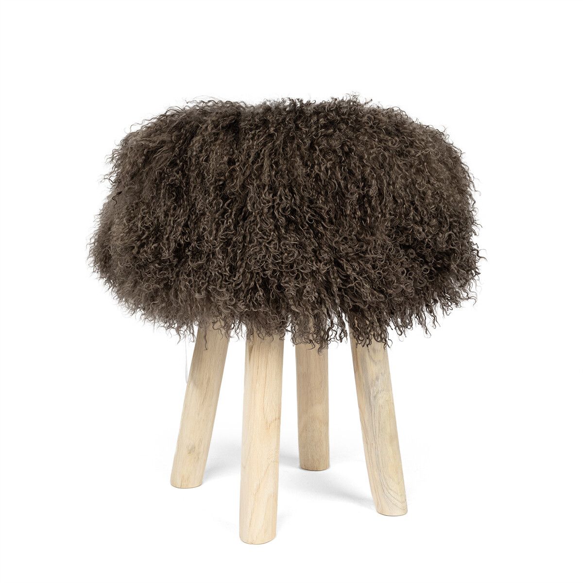 Theo Stool + Cover | Oak Legs | Tibet Sheepskin Taupe