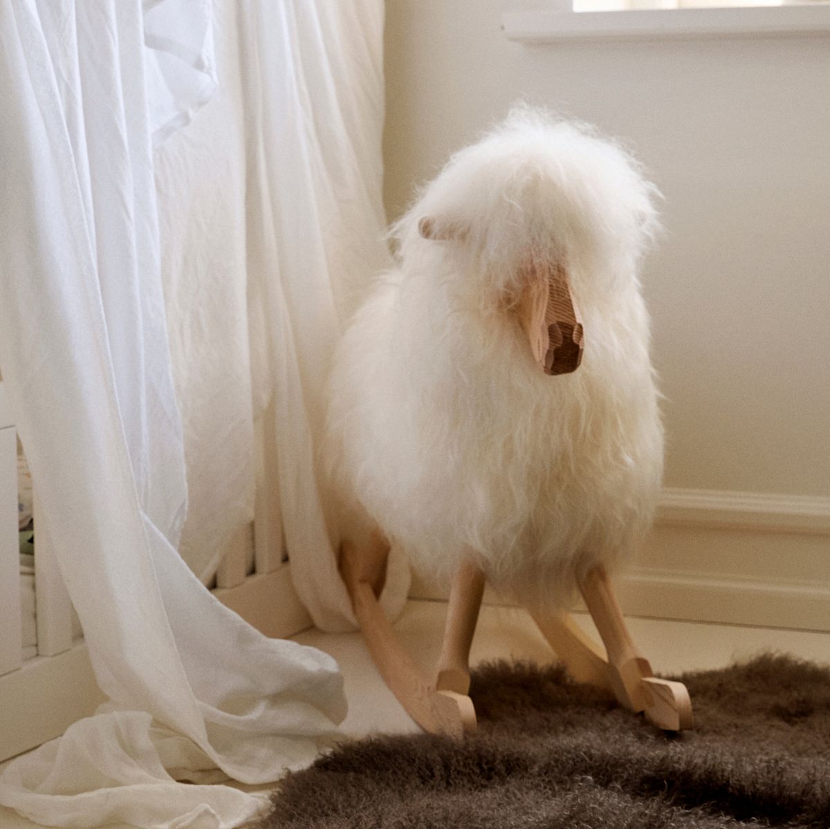 Rocking Sheep |  Long Wool | L85xW25xH60 cm | Large Blacky