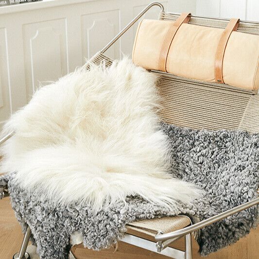 Icelandic Sheepskin | Long Wool | 100-120 cm Natural Grey