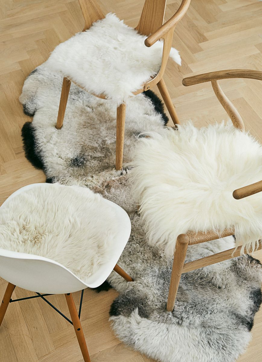 Long Wool Sheepskin Seat Cover | 40x40 cm Off White