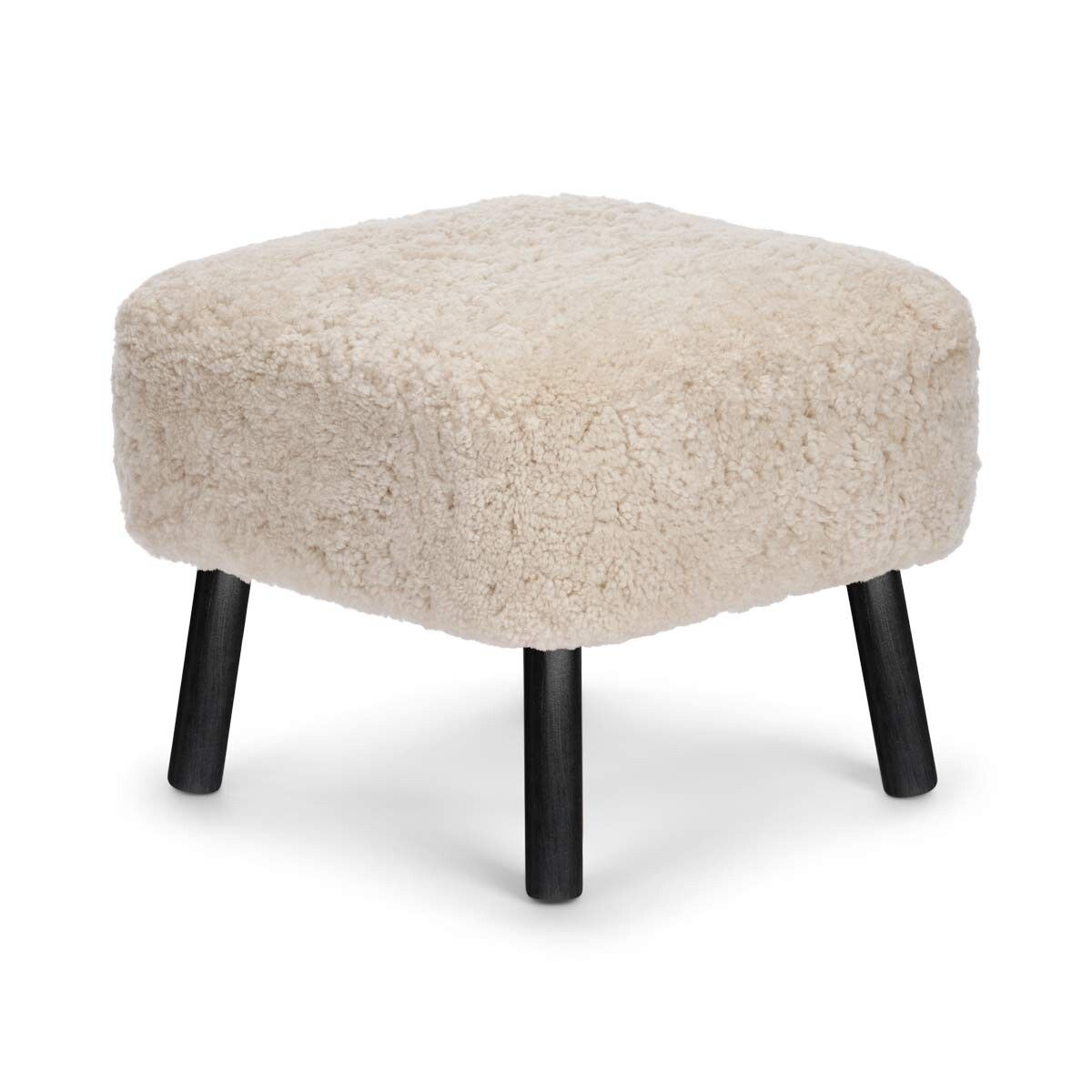 Emil Foot Rest Stool | Short Wool Pearl