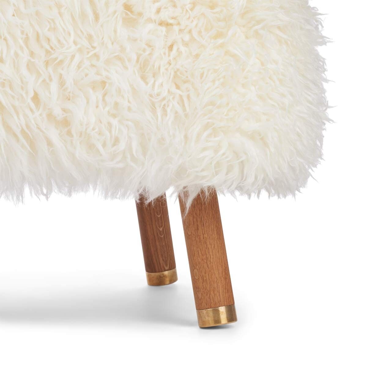 Emil Foot Rest Stool | Long Wool Snow White