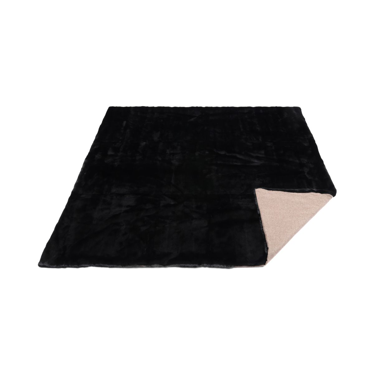 Mink Throw | Cashmere Backing | Black | 188x182 cm