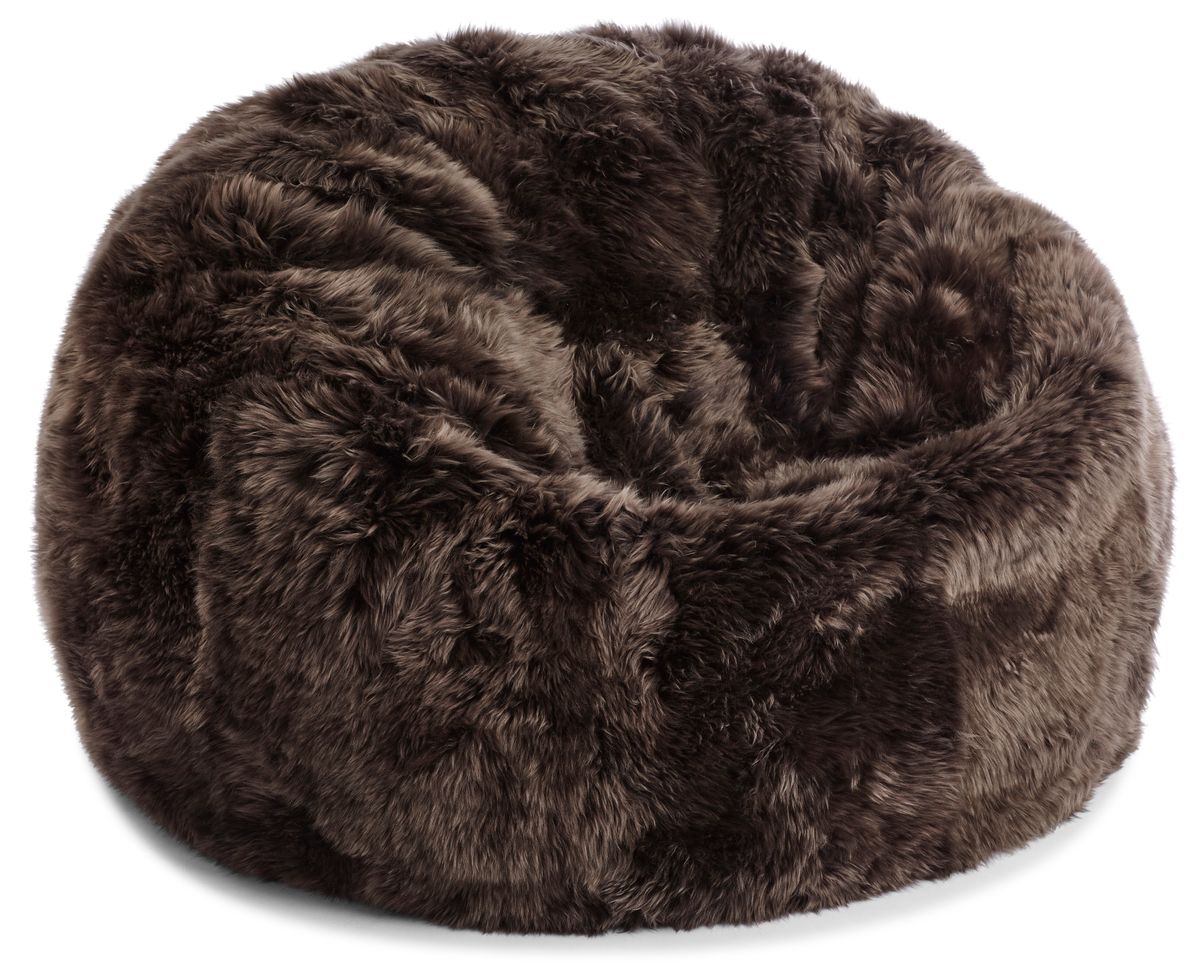 Round Sheepskin Bean Bag | Long Wool | Medium | Large Walnut