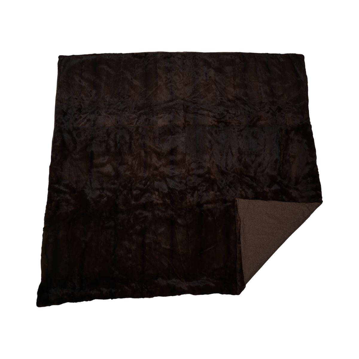 Mink Throw | Cashmere Backing | Natural Dark Brown | 155x190 cm