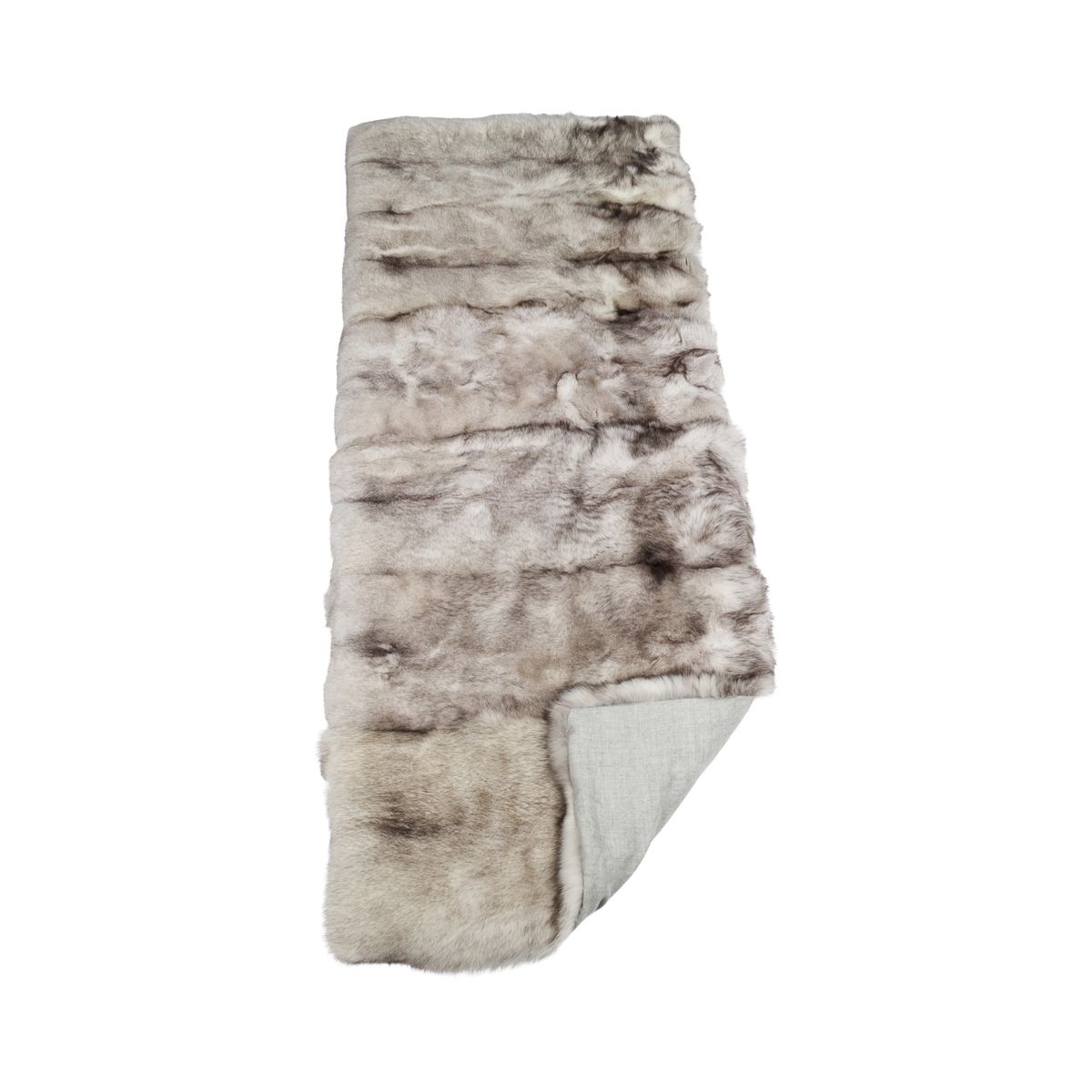 Premium Fox Throw | Cashmere Backing | Blue Fox | 220x85 cm