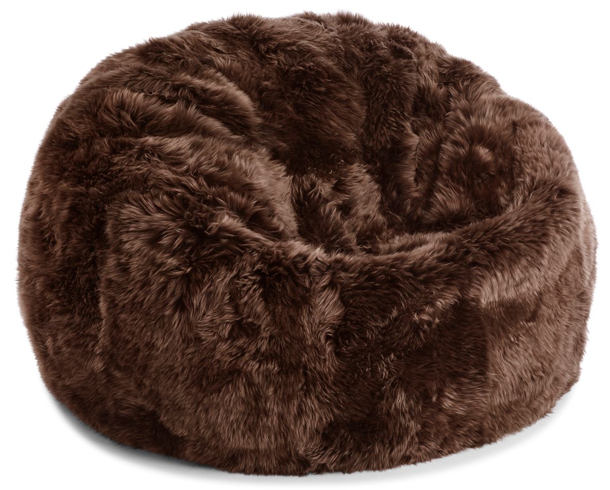 Round Sheepskin Bean Bag | Long Wool | Medium | Large Chocolate