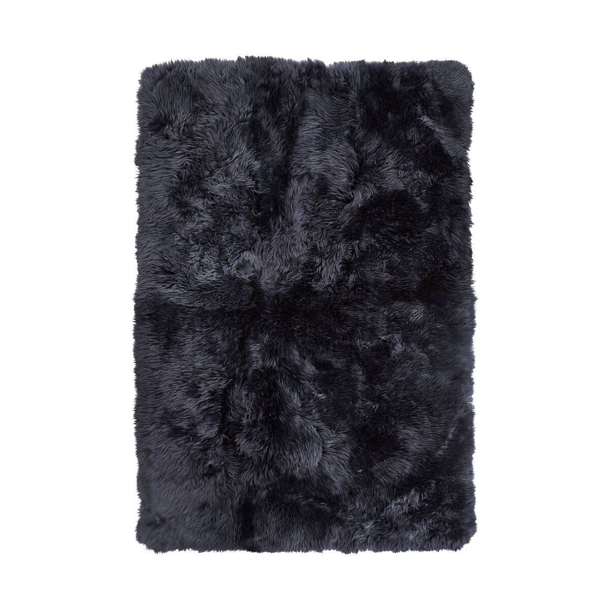 Long Wool Sheepskin Design Rug | 120x180 cm Navy