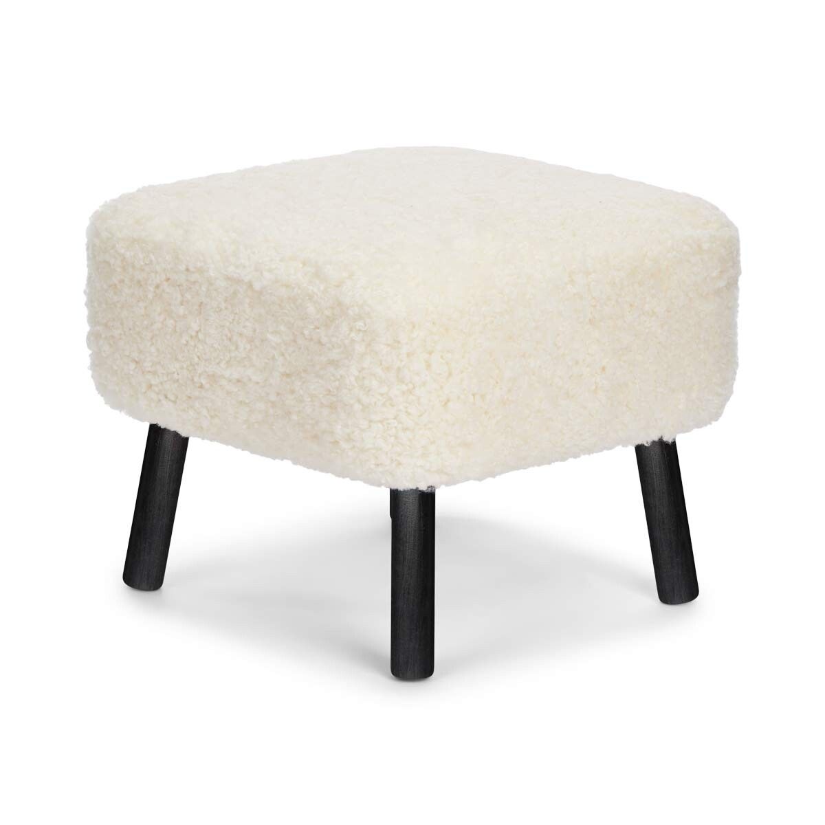 Emil Foot Rest Stool | Short Wool Ivory