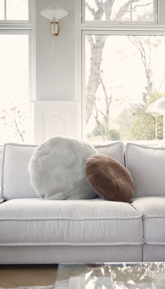 Nordic Velvet Double sided Cushion | Ø45 cm | Ø62 cm Grey Sand