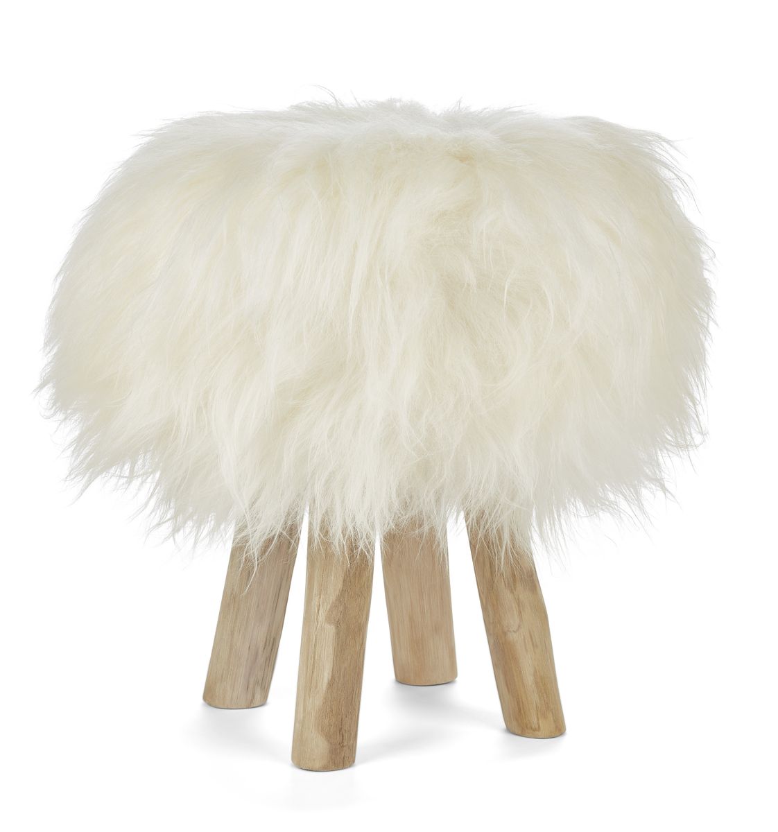 Theo Stool + Cover | Oak Legs | Icelandic Sheepskin Off White