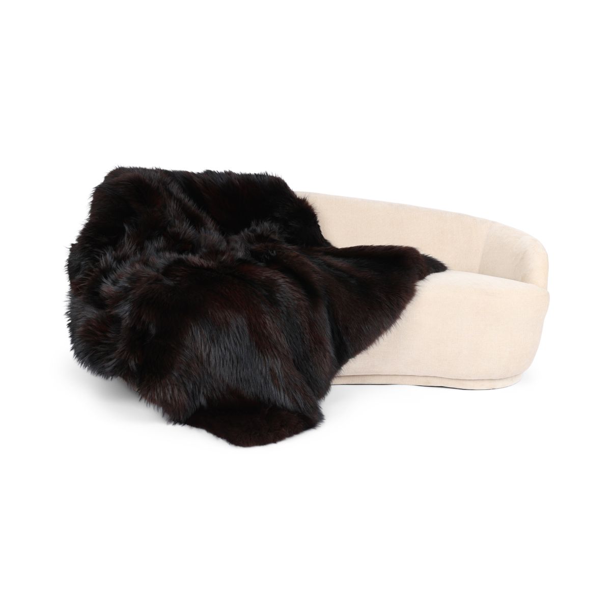 Premium Fox Throw | Cashmere Backing | Dark Brown | 150x150 cm