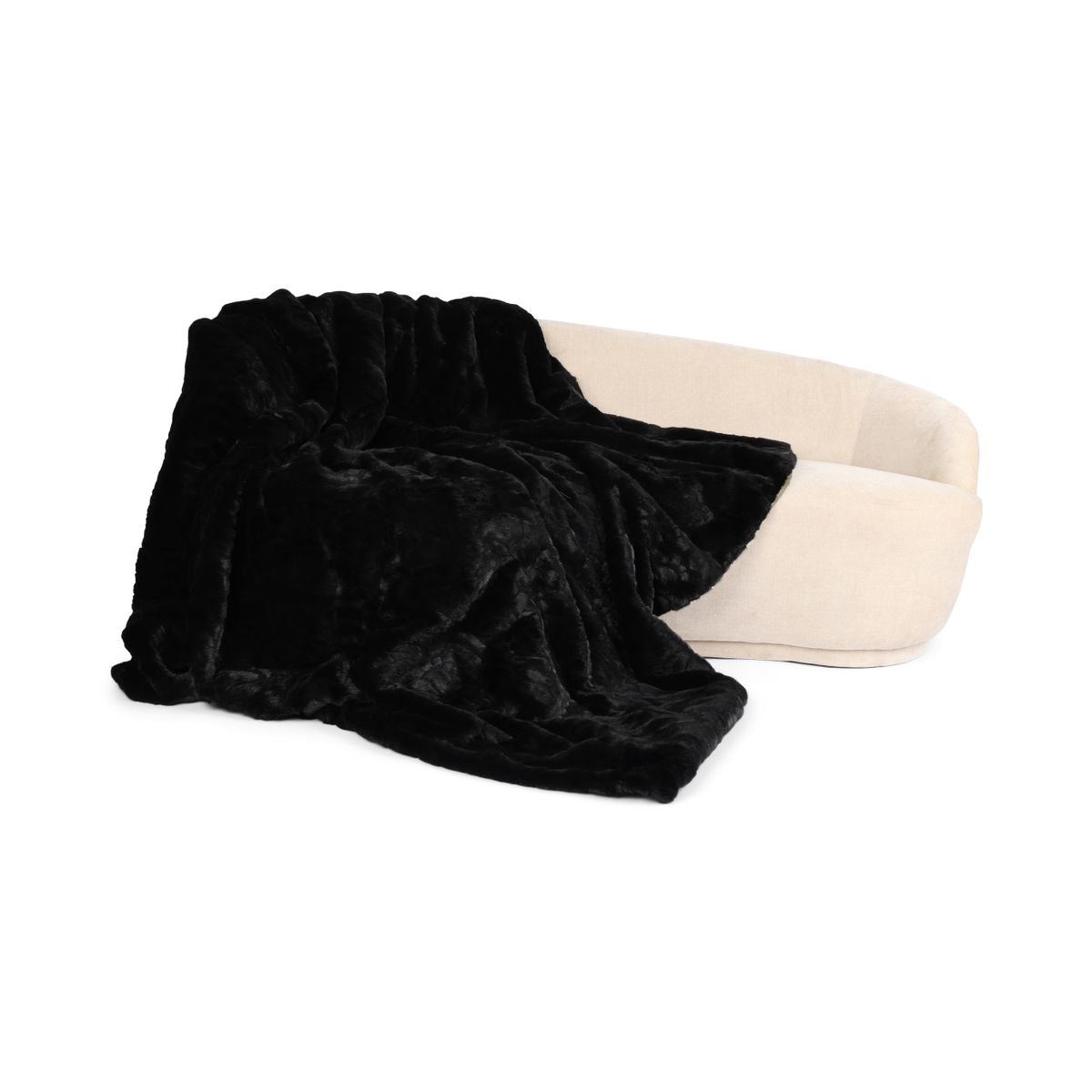Mink Throw | Cashmere Backing | Black | 200x200 cm