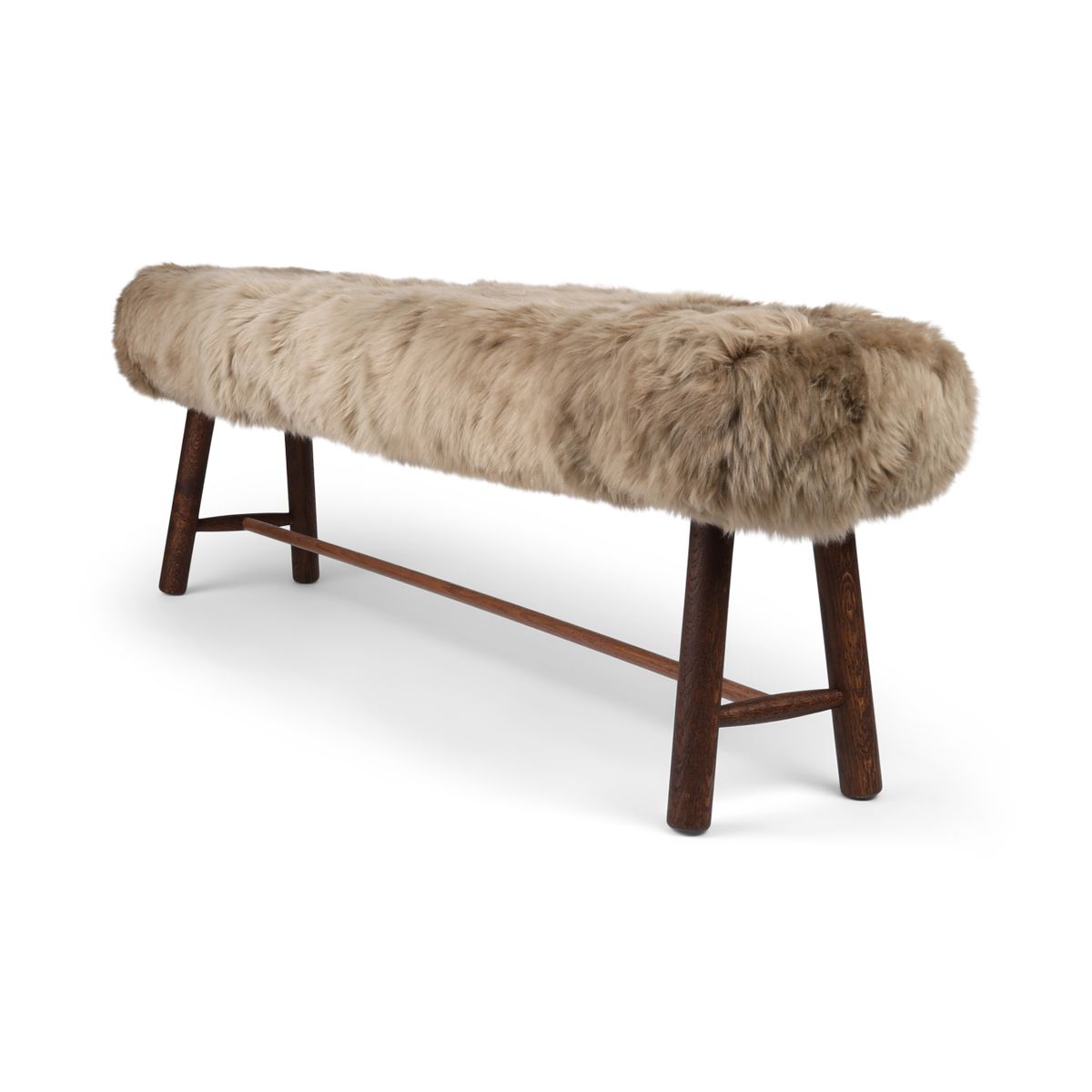 Theo Bench | New Zealand Long Wool Sheepskin | Dark Oil Oak Legs 