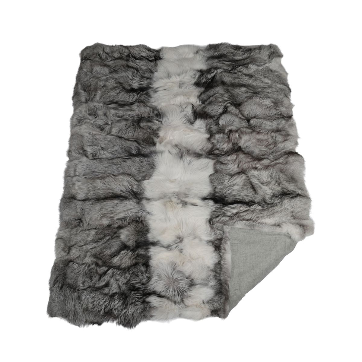 Premium Fox Throw | Cashmere Backing | Platinum Fox | 150x200 cm