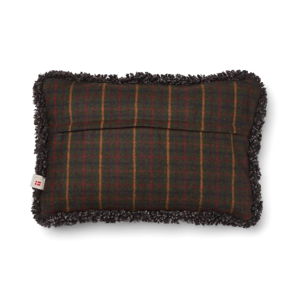Wool Cushion | Doublesided | Short Wool trim | 52x52 cm | 34x52 cm Kilberry Fir-D. Green/Capp.i