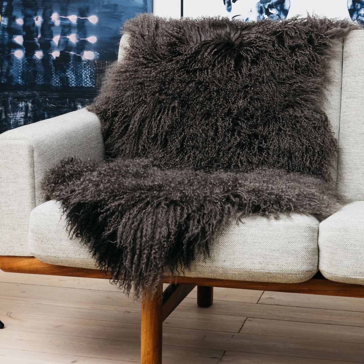 Curly Sheepskin | Tibetan | 85x50 cm Arctic Sunrise