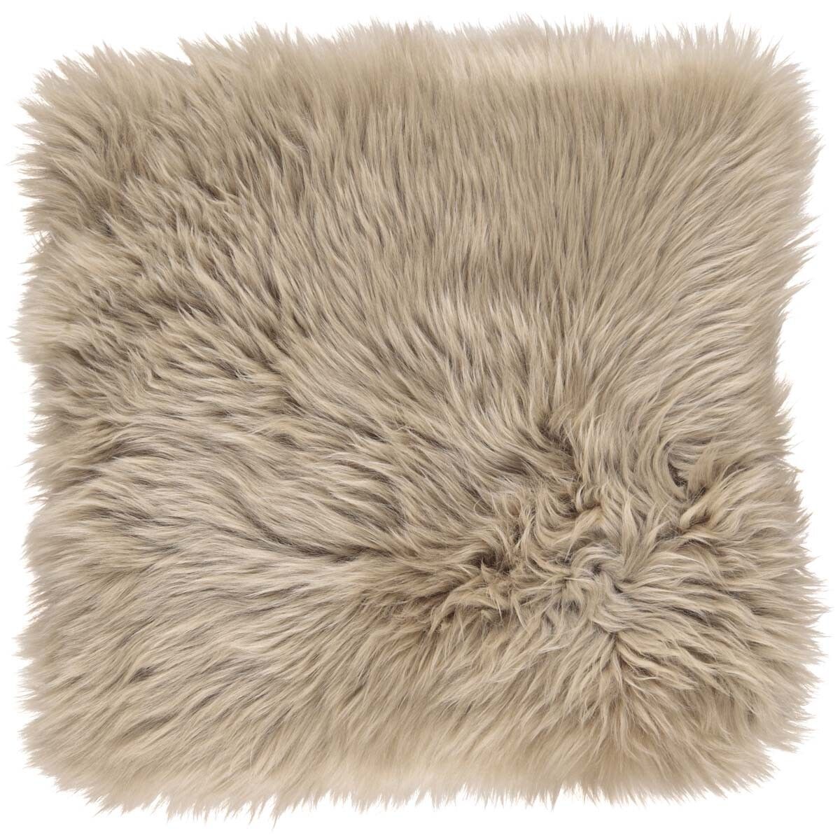 Long Wool Sheepskin Seat Cover WIth Filling Taupe