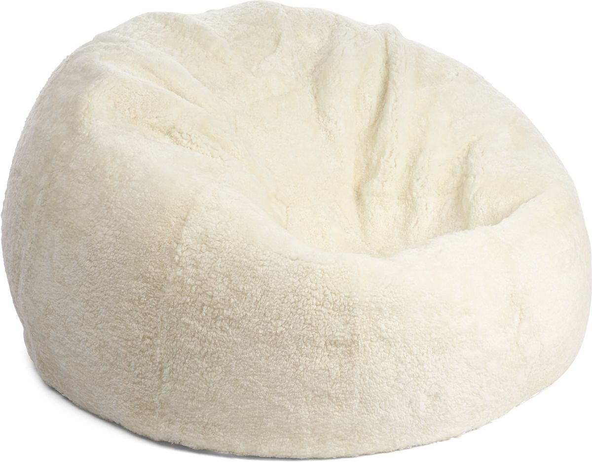 Round Sheepskin Bean Bag | Short Wool | Medium Ivory