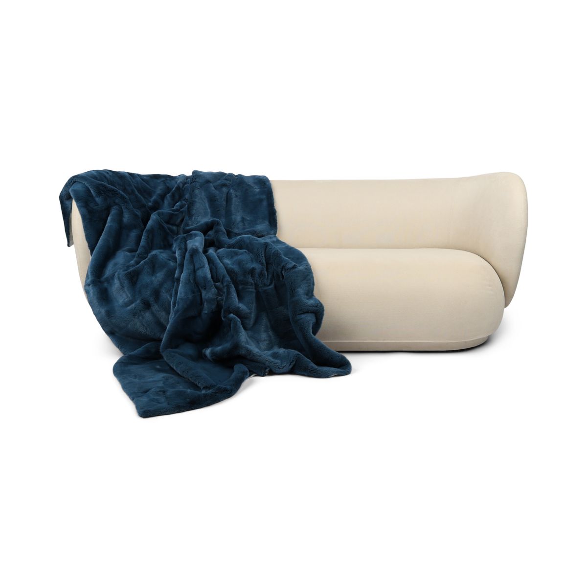 Mink Throw | Cashmere Backing | Blue Indigo | 142x202 cm