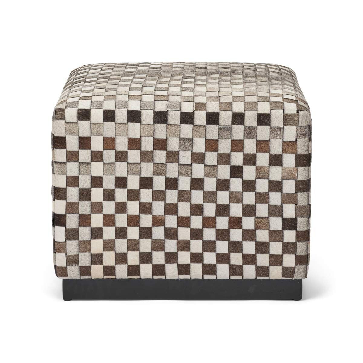 Cow Hide Stool | 46x46 cm | 60x60 cm Natural Grey/Blacky